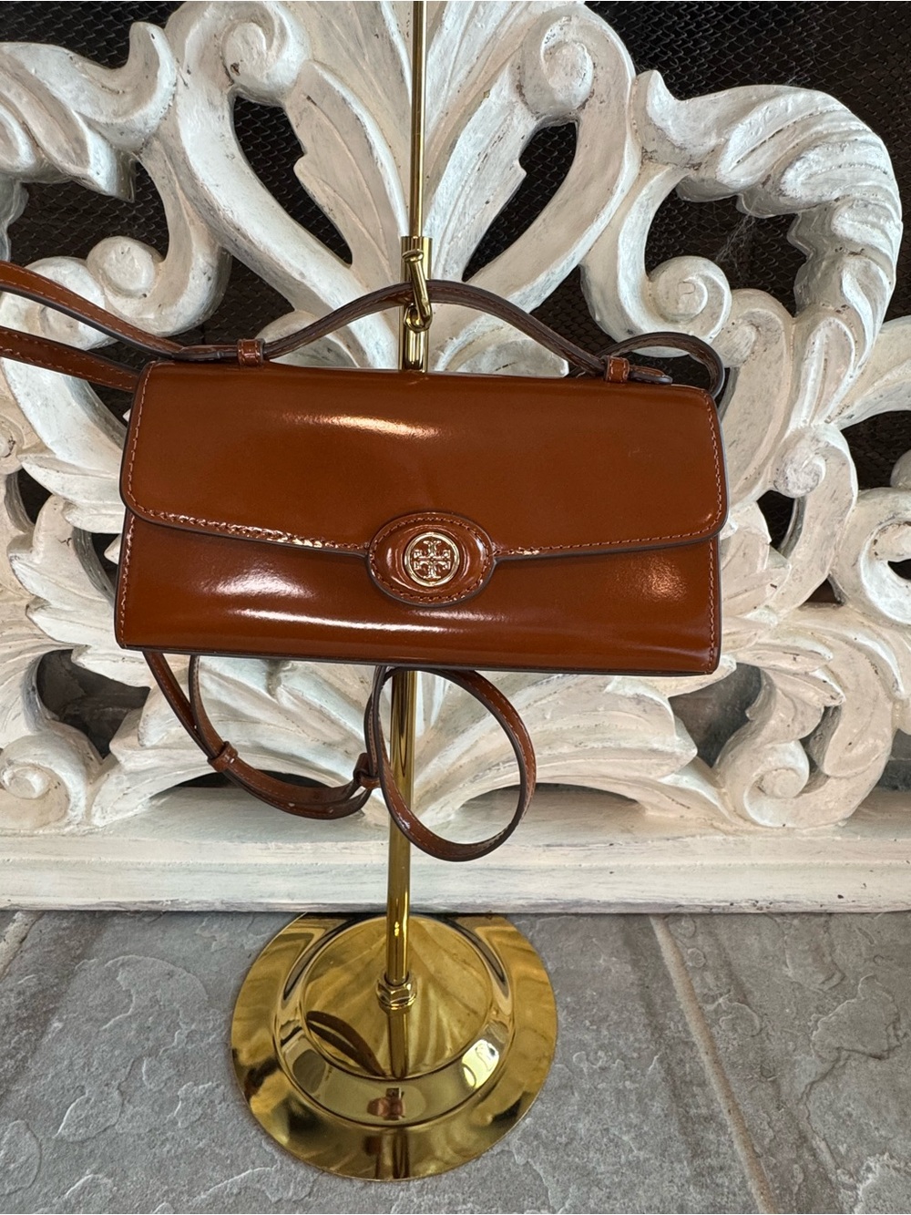 Tory Burch Brown Leather Clutch/Crossbody Bag New and Dust bag